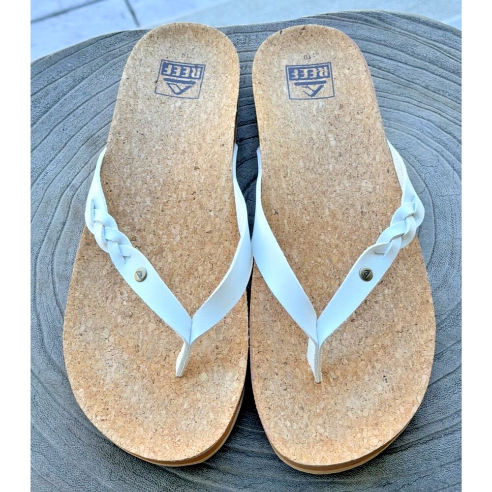 Reef Women's Cushion Court Twist Flip Flop Sandals White SZ 10